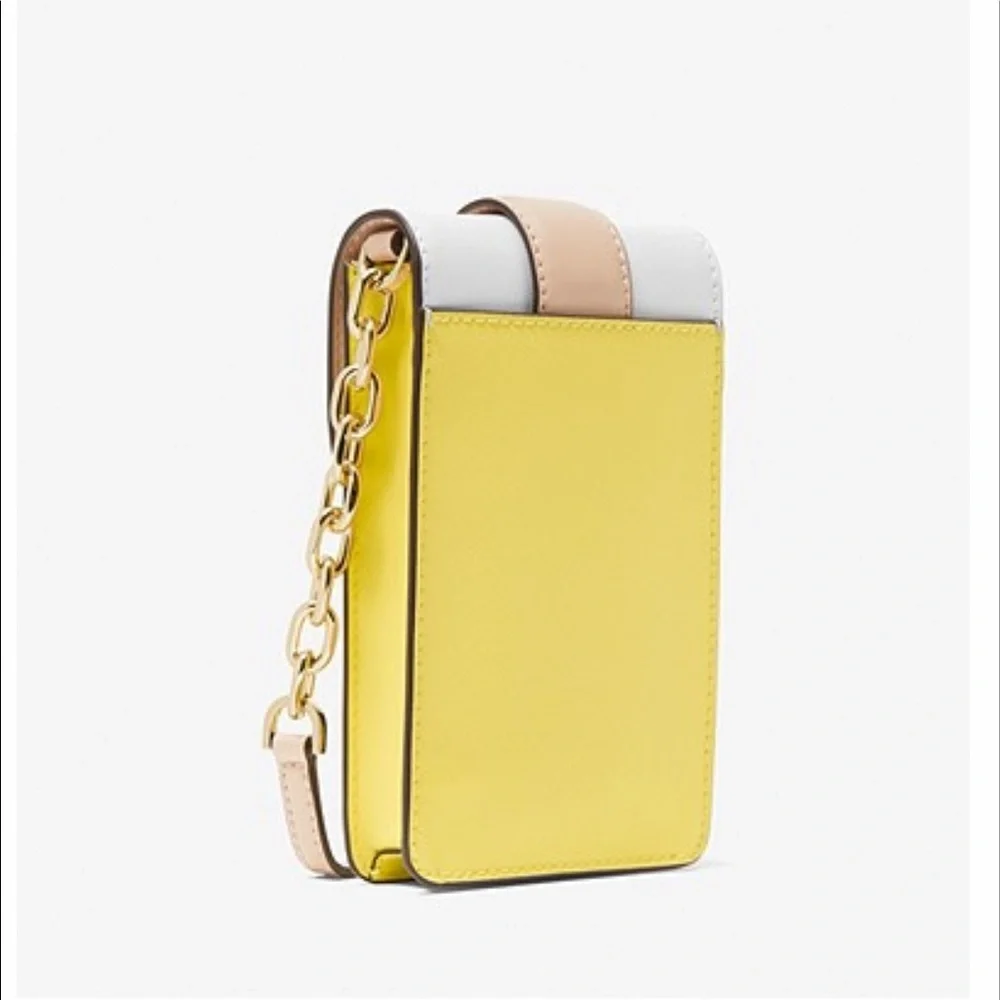 MICHAEL KORS Carmen Small Color-Block Faux Leather Phone Crossbody Bag